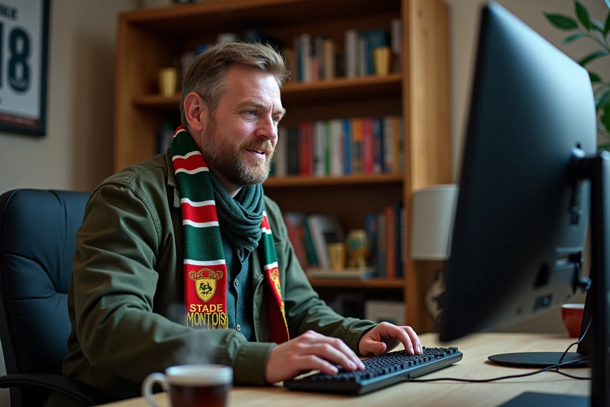 Supporter du Stade Montois consultant le forum des passionnés depuis son bureau à domicile